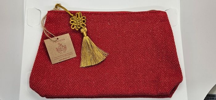 Clarins Red Zipper Makeup Pouch