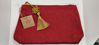 Clarins Red Zipper Makeup Pouch