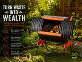 200L Dual Chamber Rotating Compost Bin Garden Composter Tumbler Outdoor Composting Drum with Crank Handle