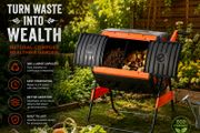 200L Dual Chamber Rotating Compost Bin Garden Composter Tumbler Outdoor Composting Drum with Crank Handle