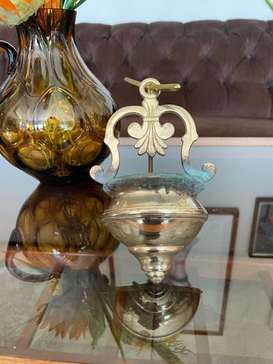 Vintage Brass Holy Water Font Wall Hanging Religious Home Decor