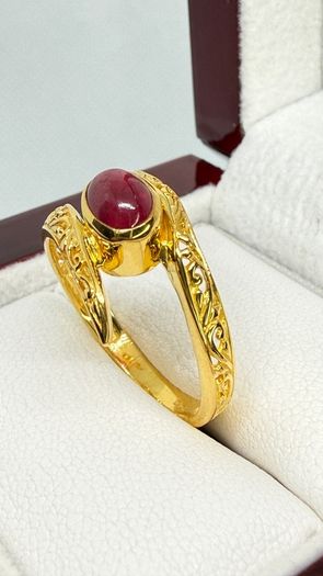 African Ruby Gold Plated Bypass Ring