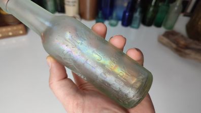 172 - Vintage Thomas Jennings Cork Mineral Water Embossed Letters Clear Glass Decorative Collectible Bottle