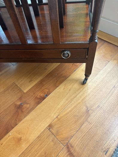 Antique Style Mahogany Canterbury Magazine/ Newspaper/ Vinyl Storage Holder - Stand with a single drawer