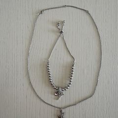 Disney Tinkerbell Silver Necklace and Bracelet Set