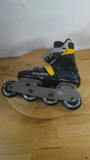Bauer MVB Inline Skates Rollerblades Black/Yellow Junior / Small AdultUK 3 EU 36 Retro