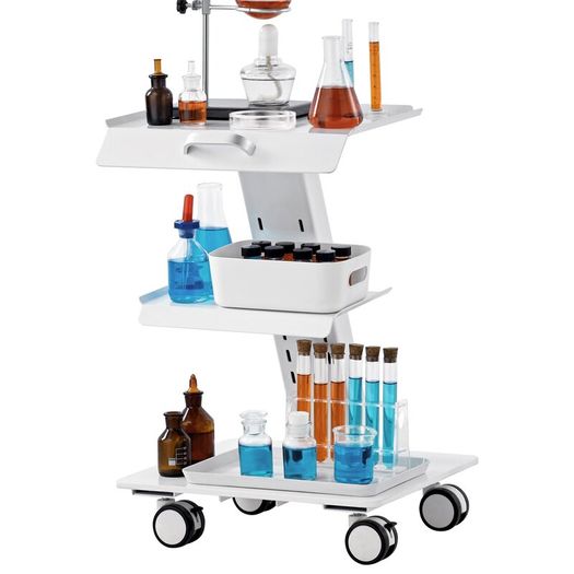Laboratory Cart, 3-Layer Laboratory Cart with Wheels, Mobile Metal Cart with Swivel Castors, Serving Cart Clinic Cart with Tray and 100 kg Load Capacity, for Laboratory, Clinic, Beauty Salon