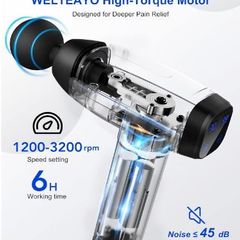 Massage Gun Deep Tissue Quiet Professional Handheld 30 Speeds Muscle Gun,6 Heads