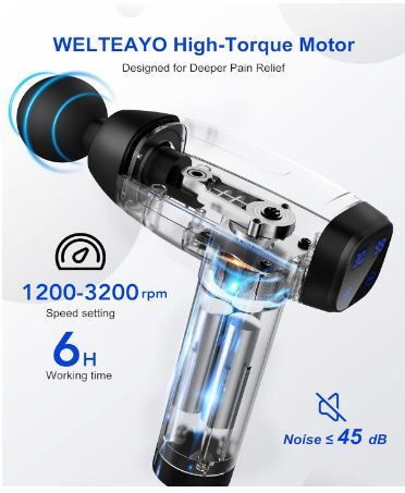 Massage Gun Deep Tissue Quiet Professional Handheld 30 Speeds Muscle Gun,6 Heads