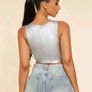 SHEIN BAE Square Neck Asymmetrical Hem PU Leather Tank Top Size S Image 2