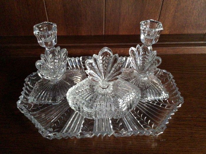 Vintage Clear cut glass dressing table set