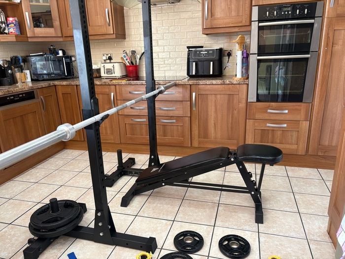Squat Stands Heavy (rated 350kg) + Gym Weight Set!