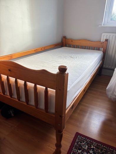 Single bed and mattress