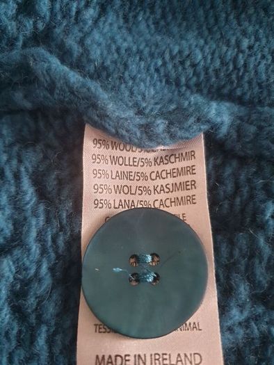 IrelandsEye teal wool cable knit cardigan size xl