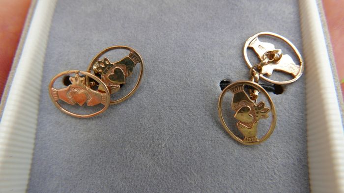 Pair Of Antique Irish 9c Gold 375 Cufflinks 2,2g