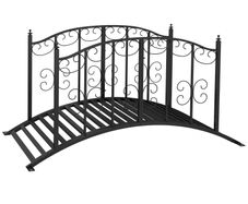 1.2M Metal Decorative Scrollwork Arch Garden Bridge, Black