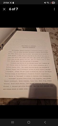 1988 Scrooged Press Kit Bill Murray