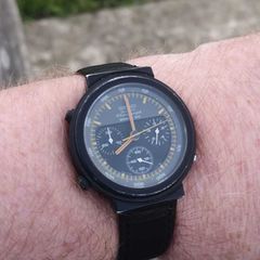 Seiko Black Giugiaro Alien 'Ripley' Chronograph 7A28-7000 Gents Watch 1st Edition circa 1986