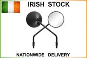 Black Round Adjustable Motorcycle Mirror - Pair