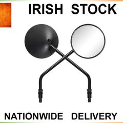 Black Round Adjustable Motorcycle Mirror - Pair