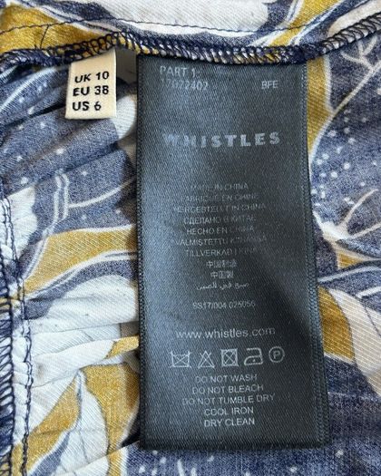 Whistles Ladies Dress in Navy, Yellow, and White with Thin Straps Size: UK 10 / EU 38