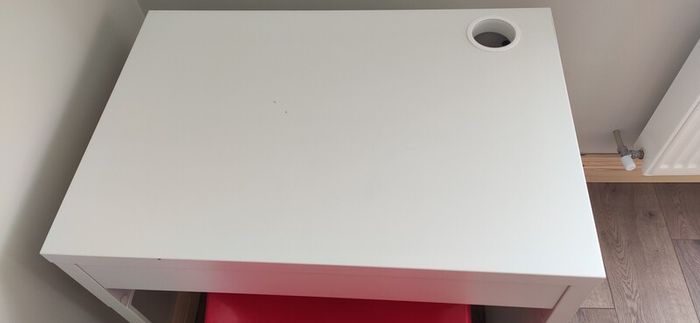 IKEA Desk & Red Swivel Chair Set Good Used Condition