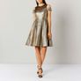 Coast Jiana Metallic Bardot Gold Dress Image 2