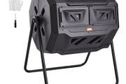 Double Chamber Drum Composter 160 Litres Black Rotatable