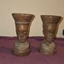 Pair of Wooden African Candle Holders Image 2