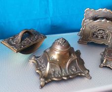 Rare 4 Desk Set Patinated Brass - Germany, c. 1900-1915
