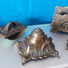 Rare 4 Desk Set Patinated Brass - Germany, c. 1900-1915