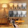 Solid Wooden Tripod Floor Lamp, Bulb Included, Standing Lamp with Remote Control, Dimmable & 4 Color Temperatures, 1H Timer, Floor Lamp with Storage Shelf Linen Shade for Living Room Bedroom Image 2