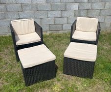 Rattan garden chairs with footrests
