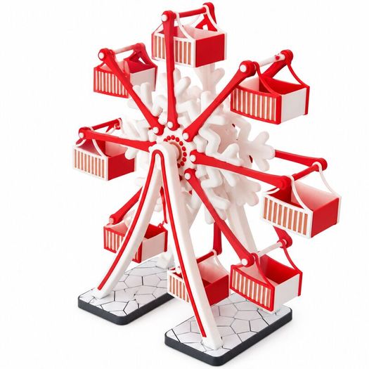 Snowflake Christmas Ferris Wheel, Rotating Centrepiece 3D
