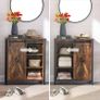 _Sideboard, kitchen cabinet with sliding door and adjustable shelf levels, bathroom cabinet, living room, hallway, kitchen, home office, steel frame, industrial style, vintage brown-black Image 4