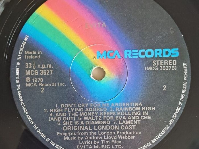 Evita - Original London Cast Recording ('78 Irish Pressing) Vinyl