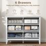 6 Drawer Chest of Drawers for Bedroom, Living Room, Hallway, Closet, White Image 4