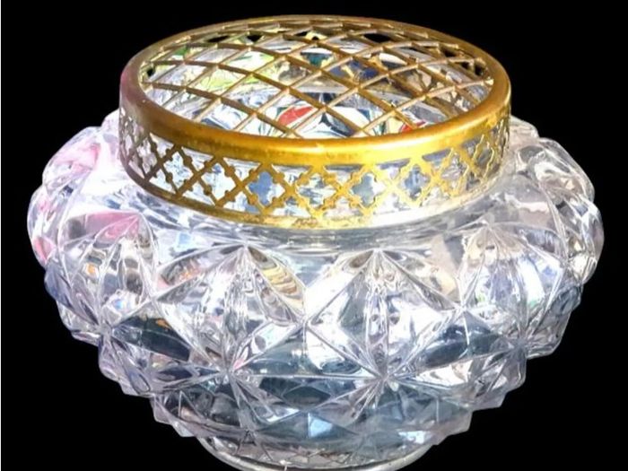 Vintage Harrods Heavy Cut Crystal Rose Bowl