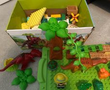 building blocks/ dinosaurs and random assortment/ storage box