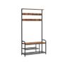 Hallway Coat Rack with Bench & Shoe Storage 9 Hooks Industrial Coat Stand Image 2