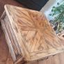 Square solid wood coffee table with drawers for storage. Rustic finish Image 2