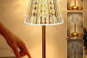 Table Lamp, Touch Lamps Bedside Lamp, 10-Way Dimmable Crystal Lamp, 3 Colors Rechargeable Lamp,Cordless Lamp for Bedroom,Touch Lamp, Gold Lamp,Table Lamps for Living Room Bedroom Dinner Bar