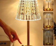 Table Lamp, Touch Lamps Bedside Lamp, 10-Way Dimmable Crystal Lamp, 3 Colors Rechargeable Lamp,Cordless Lamp for Bedroom,Touch Lamp, Gold Lamp,Table Lamps for Living Room Bedroom Dinner Bar