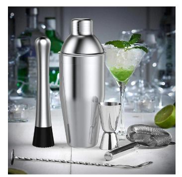 14Pcs/Set Cocktail Shaker Mixer Stainless Steel Bartender Bamboo Bartending Wine Rack Stand For Home Bar Party 550/750ML