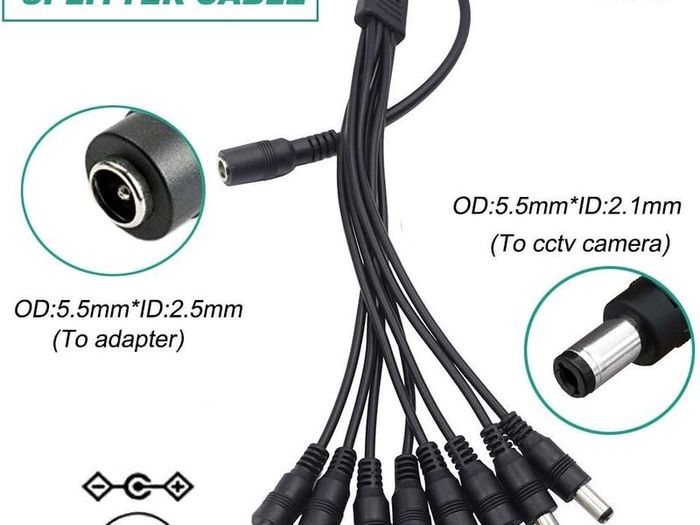 12V 5A 60W Security Camera Power Adapter 100V-240V AC to DC with 8-Way Power Splitter Cable Power Supply for CCTV Security Camera DVR, LED Strip Lights