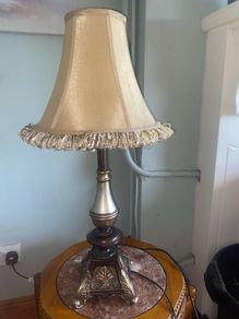 Vintage Style Ornate Table Lamp with Fabric Shade