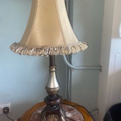 Vintage Style Ornate Table Lamp with Fabric Shade