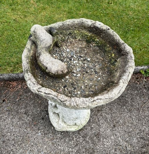 Vintage cast reconsituted  stone birdbath c1950