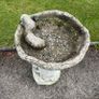 Vintage Reconstuted stone birdbath with otter decoration c1940 Image 4