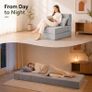 Folding Sofa Bed, Convertible Sleeper Chair, No Assembly (Grey) Boneless Sofa Couch, Foldable Mattress & Back Support, Portable Floor Lounger Futon for Small Apartment, Dorm, Guest Room Image 6